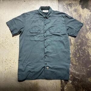 Vintage faded green dickies button up shortsleeve work shirt